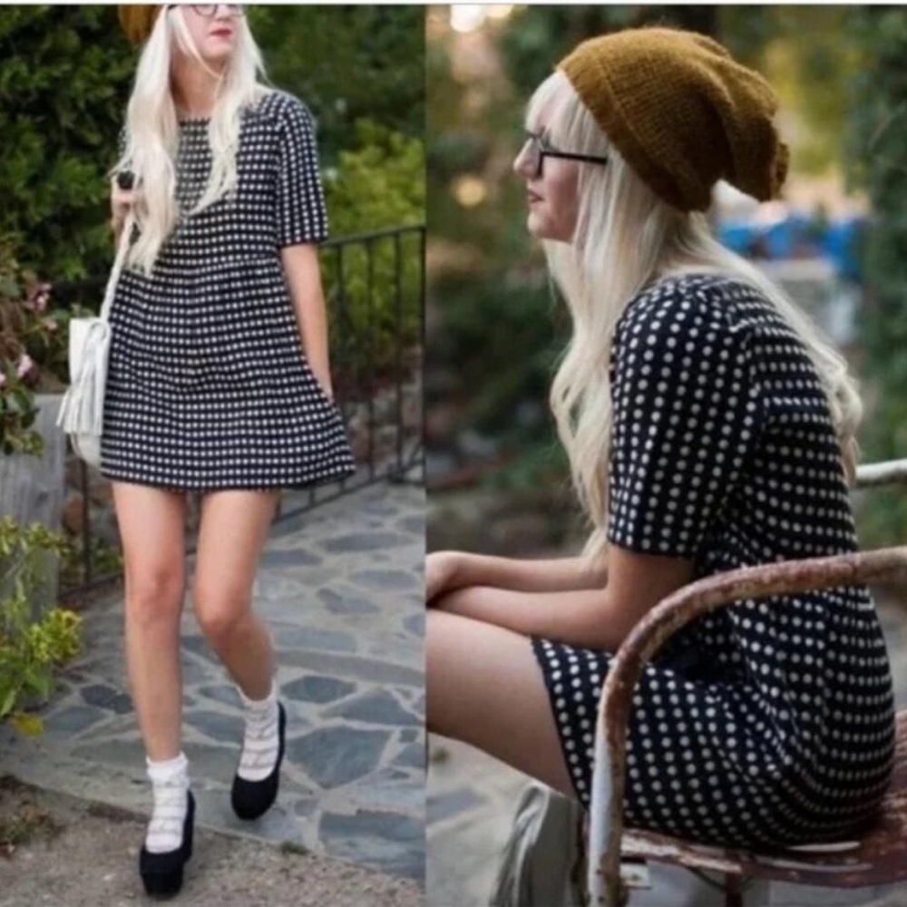 Ace & Jig Black and White Polka Dot Mini Dress Sz S